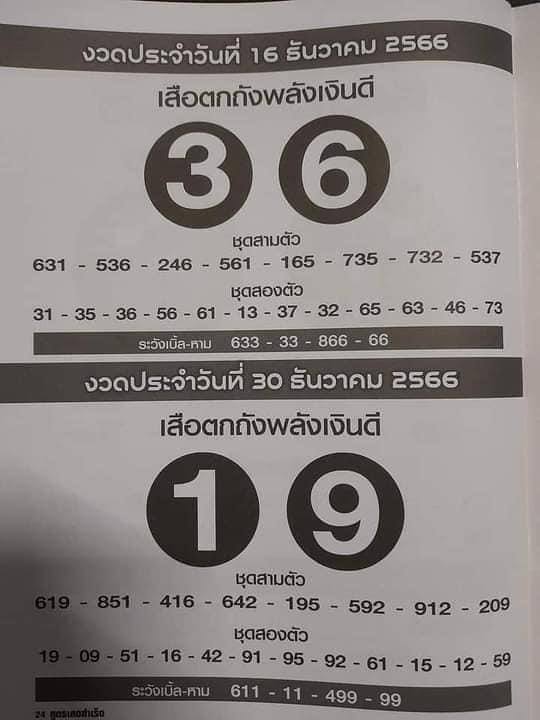 เสือตกถังพลังเงินดี 66 เดือนธันวาคม